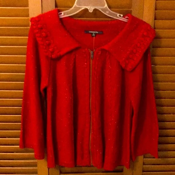 ^ New Chadwick’s Dark Red Zip Front Sweater - M - Picture 1 of 4
